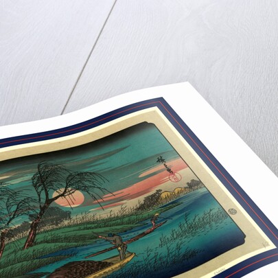 Two Men Poling Sampans on the Ohta River Beneath a Full Moon by Anonymous