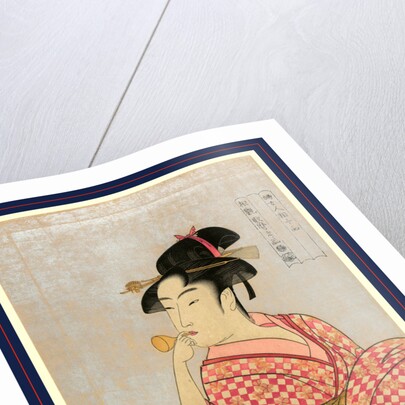 Young Woman, Half-Length Portrait, Turned to the Left, Blowing Into a Toy. by Anonymous