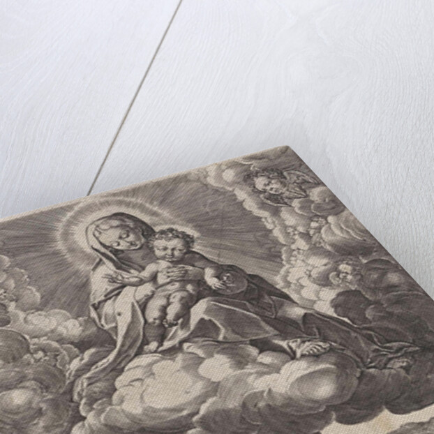 Mary with the Christ child in the clouds by Johannes Baptista Vrints I