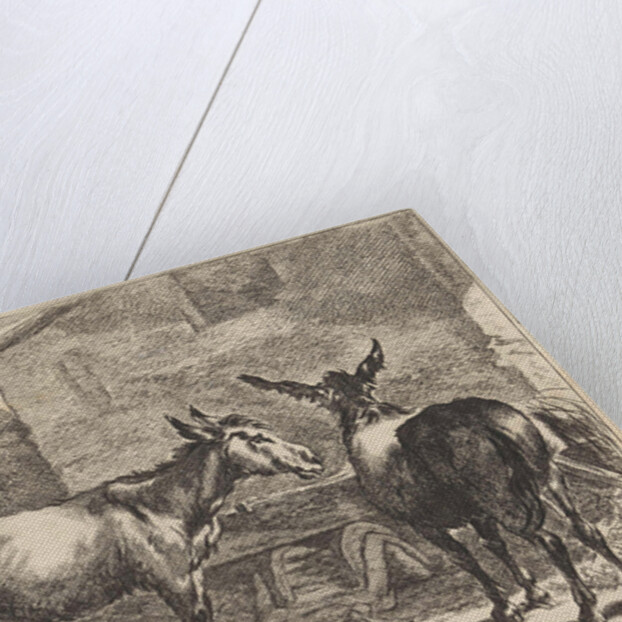 Two donkeys in a manger by Nicolaes Pietersz. Berchem