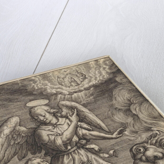 Child with guardian angel by Hieronymus Wierix