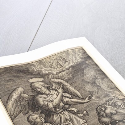 Child with guardian angel by Hieronymus Wierix