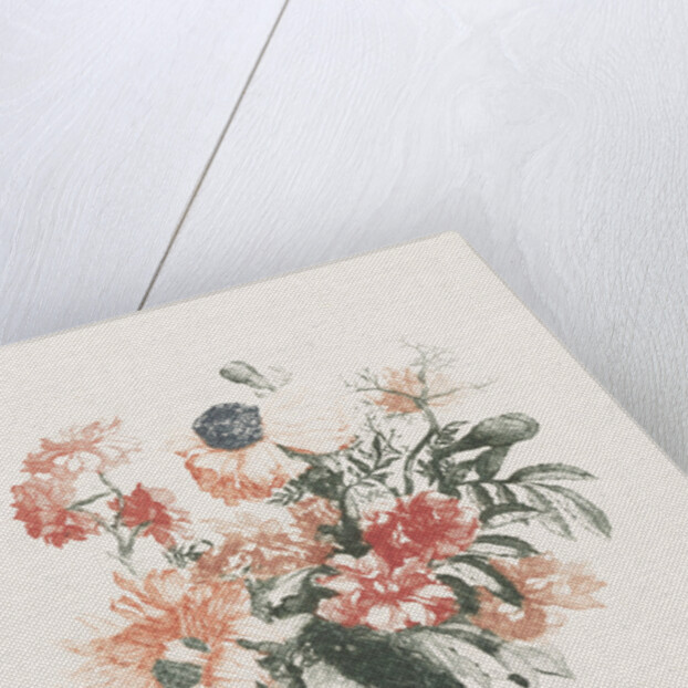 Glass vase with various flowers and a sunflower by Johan Teyler