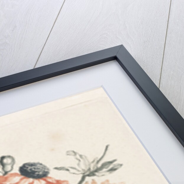 Glass vase with flowers and a branch with flower by Johan Teyler