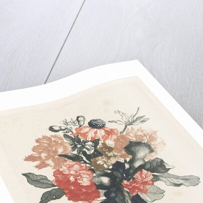 Glass vase with flowers and a branch with flower by Johan Teyler