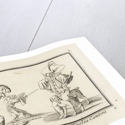 Pulcinella and Scaramouche Taglia Cantoni, Anthonie de Winter by Cornelis Danckerts II