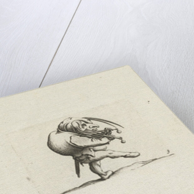 Grotesque figure with hurdy-gurdy; Dwarf with grill and sword by Abraham Bosse