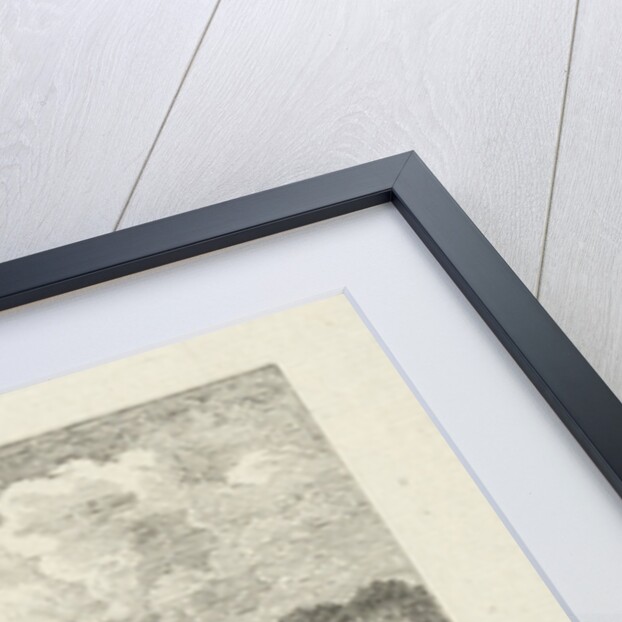 Meeting between a man and a couple in the outdoors, the man holds a stick and gestures with his hand towards the couple by Jacob Folkema