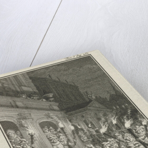 Torchlight procession through a city by Jacob Folkema