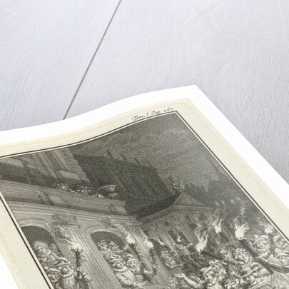 Torchlight procession through a city by Jacob Folkema