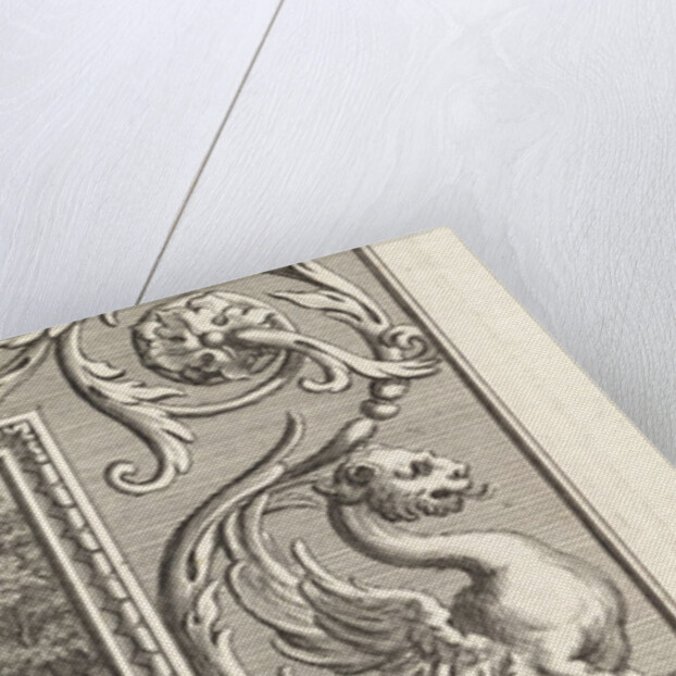 The Dutch lion holding a sword and quiver of arrows near a shield bearing the arms of the Seven Provinces by Workshop of Bernard Picart