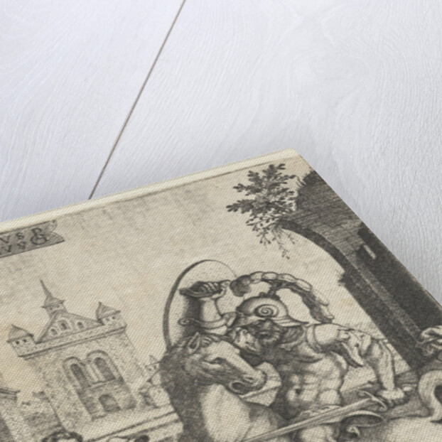 Marcus Curtius plunges into a gorge by Georg Pencz