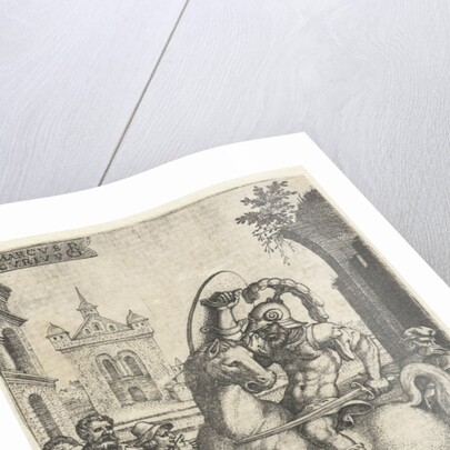 Marcus Curtius plunges into a gorge by Georg Pencz