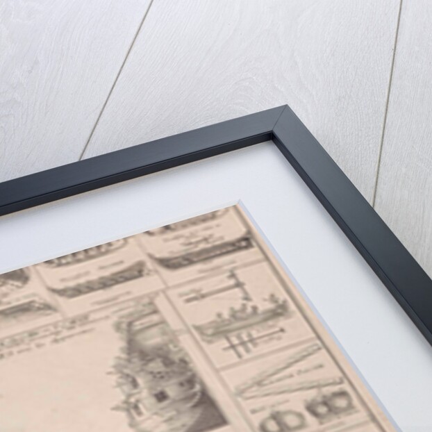 Engraving showing cross sections of a warship by Anonymous