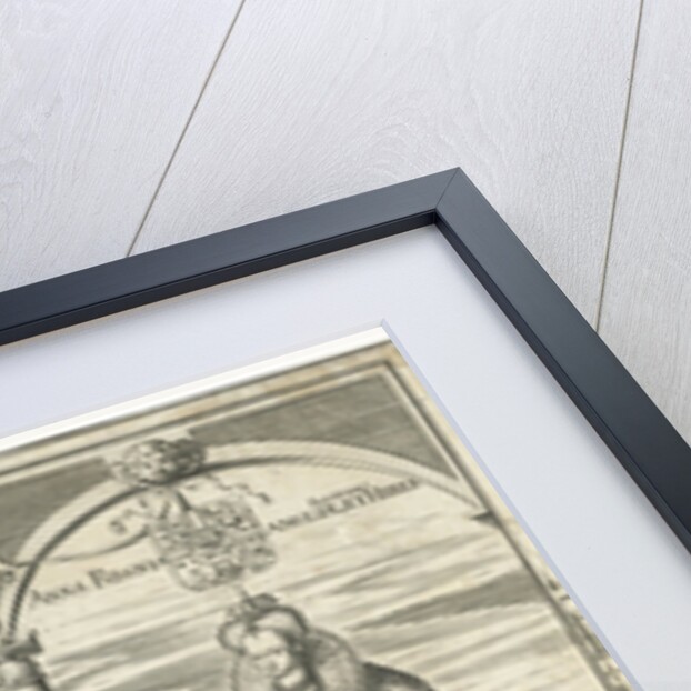 Portraits of James I, King of England and his wife Anne of Denmark standing on either side of genealogical tree by Jean le Clerc