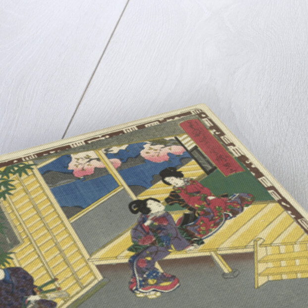 Man talking with squatting woman by Murata Heiemon