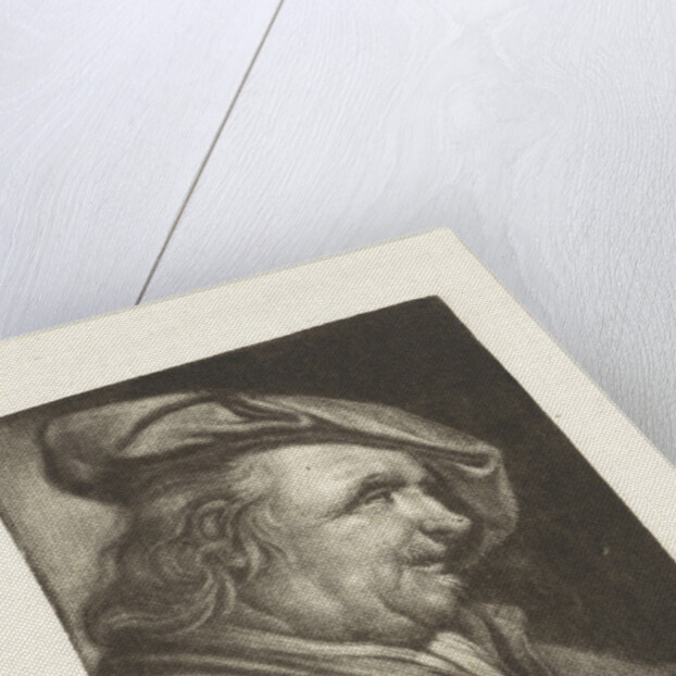Bust of a man with a painter's cap on his head by Michiel van Musscher