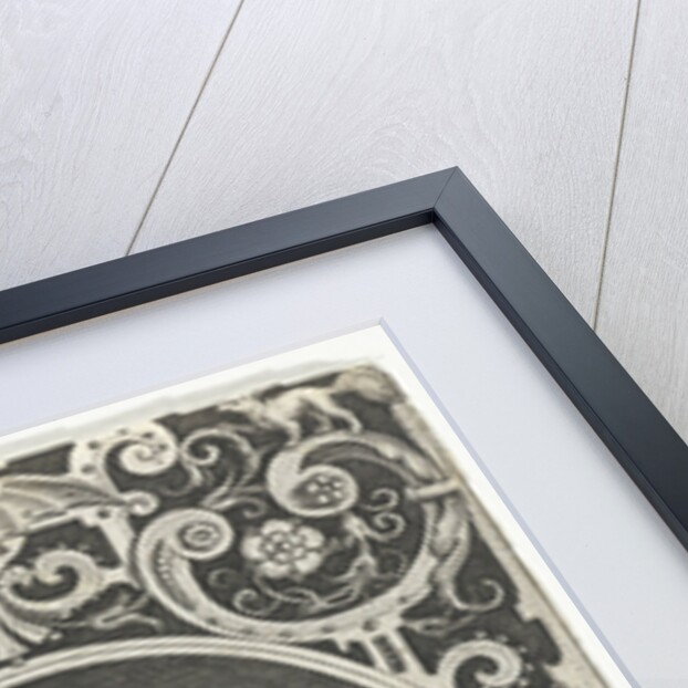 Portrait of Godfrey of Bouillon in medallion inside rectangular frame with ornaments by Anonymous