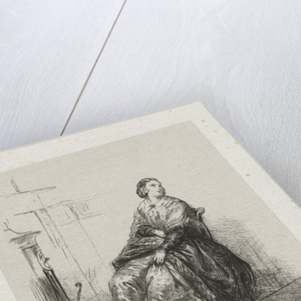 Study of a woman on a stove warms her feet by David Bles