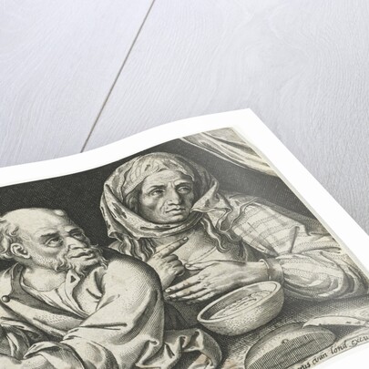 Man and woman eating porridge by Assuerus van Londerseel