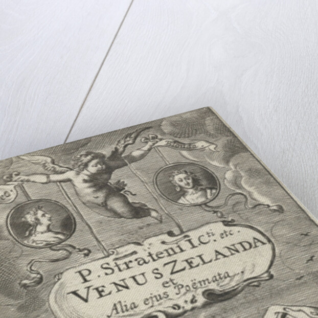 Venus on a shell with burning heart and arrow, floating off the coast of Zeeland by Cornelis Boey