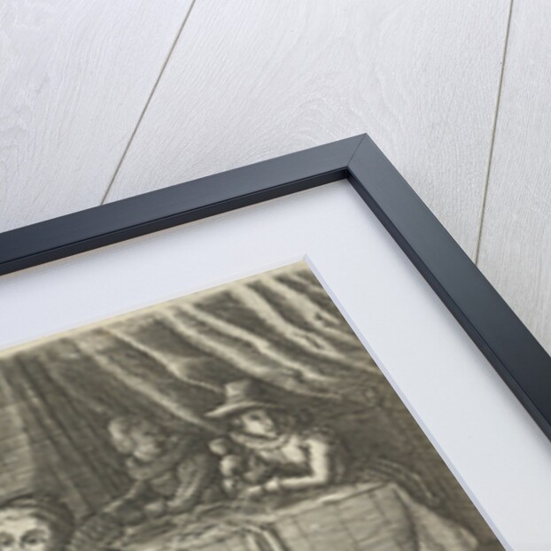 Interior in which two women of easy virtue undress a man by Christiaan Le Blon