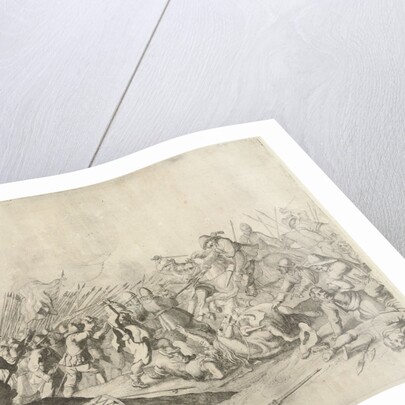 Fight between horsemen and infantry by Willem Basse