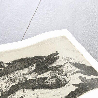 Dogs hunt a boar by Peeter Boel