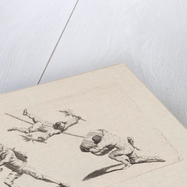 Three acrobats in action by Pieter Schenk II