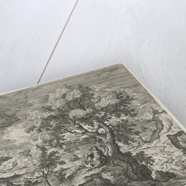 A hermit who in the company of a bird lives on a small island, has a vision by Hans Bol