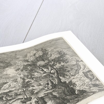 A hermit who in the company of a bird lives on a small island, has a vision by Hans Bol