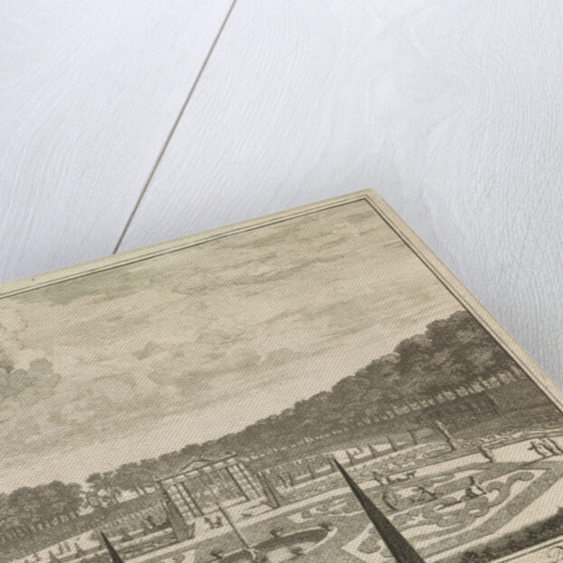 Formal gardens at Castle Heemstede, Large pond at Castle Heemstede, Cave seen from the gallery, Grotto in the garden of Castle Heemstede by Isaac de Moucheron