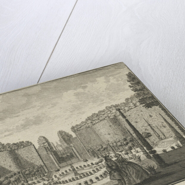 View from the Turkish Tent on the orangery and the aviary in the garden of House ter Meer in Maarssen by Hendrik de Leth