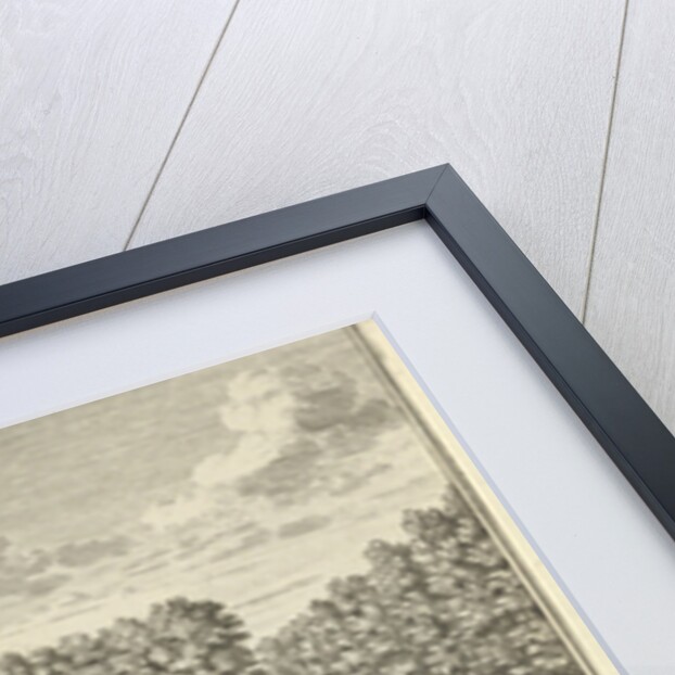 View of the terrace in the French garden of House ter Meer in Maarssen, in the foreground stands a carriage drawn by six horses by Hendrik de Leth