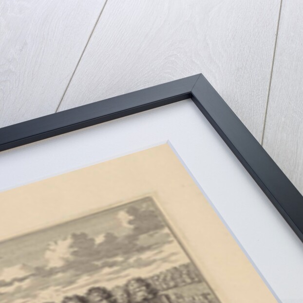 View of the parterre with grass and flowering plants on the south side of Slot Zeist, left the fountains by Daniël Stopendaal