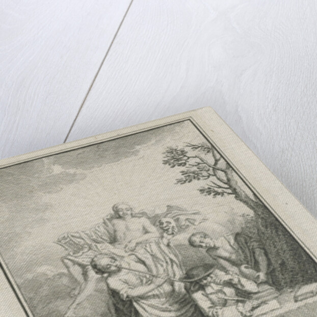 Playwright Paul Scarron surrounded by allegorical figures by Jacob Folkema