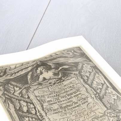 Cartouche with title and the allegorical figures Father Time and History by Nicolaes de Clerck