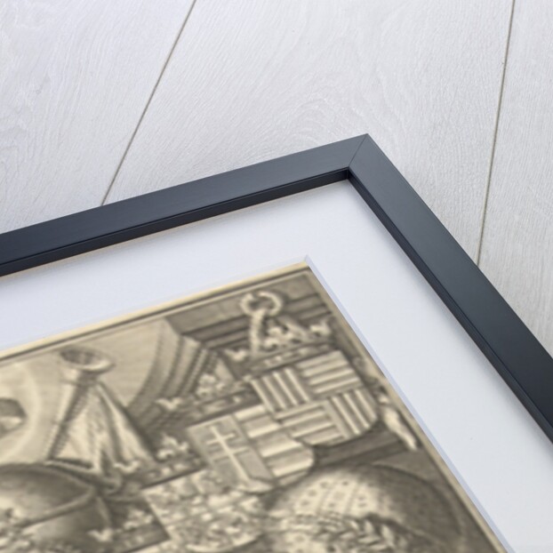 Cartouche with title, flanked by Hercules with celestial globe and Minerva by Willem Jacobsz. Delff