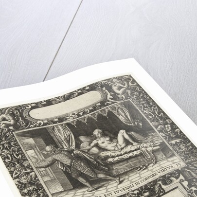 Picture frame with an elongated cartouche with rounded sides by Theodor de Bry