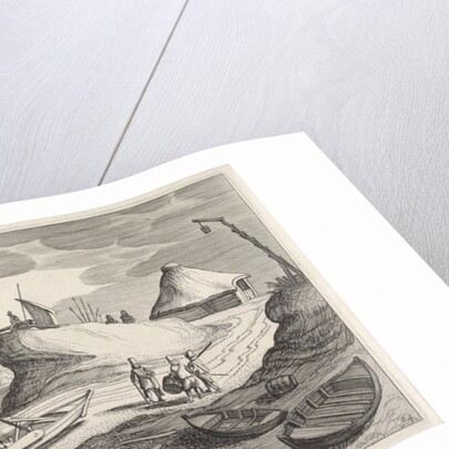 Boats on a river bank by Jan van de Velde II