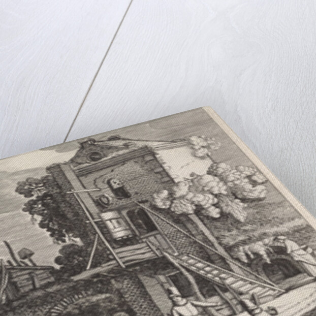 Two falconers in a tower used as an inn by Jan van de Velde II