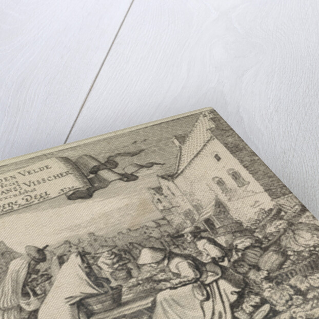 Figures at a vegetable stall at a market by Jan van de Velde II