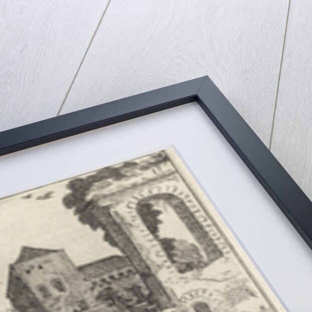 Three figures on a bank of a river near a castle by Jan van de Velde II