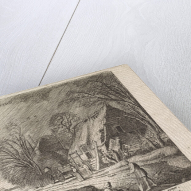 Figures at a farm in the rain: March by Jan van de Velde II