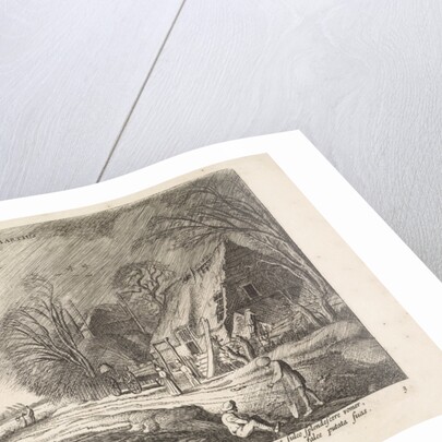 Figures at a farm in the rain: March by Jan van de Velde II