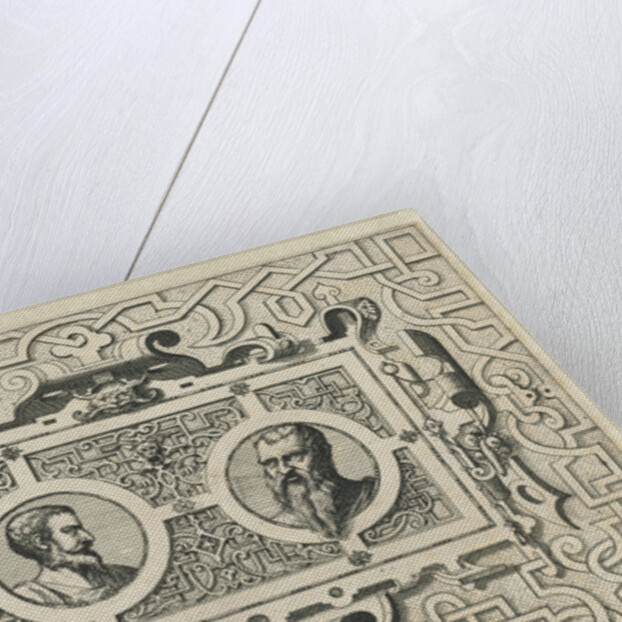 Cartouche surrounded by moresque motives by Hieronymus Cock