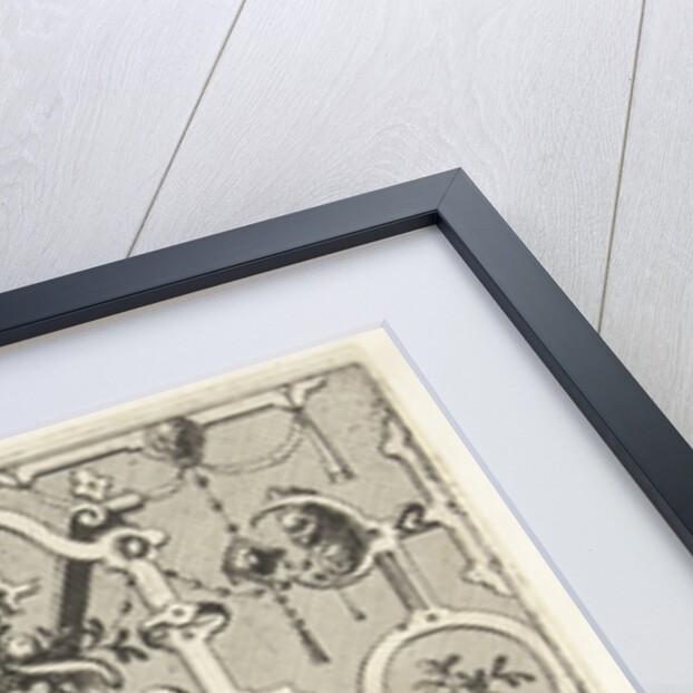 Cartouche with grotesques, bottom center is a child by Hieronymus Cock