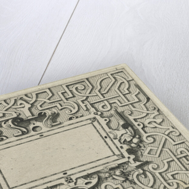 Rectangular cartouche surrounded by moresque motives by Hieronymus Cock