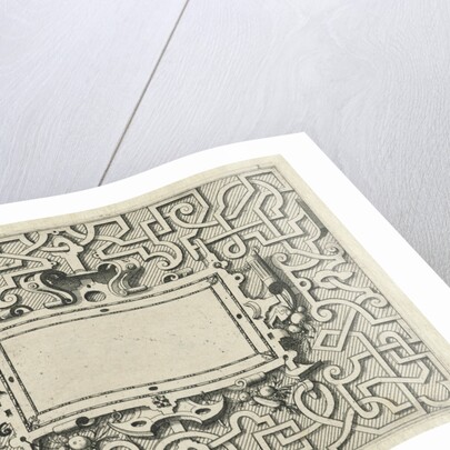 Rectangular cartouche surrounded by moresque motives by Hieronymus Cock
