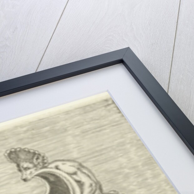 The bowl rests on a cochlea that is sandwiched between the backs of a man and a woman by Balthazar van den Bos